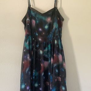 Forever 21 Galaxy Print Plus Dress Pleather trim